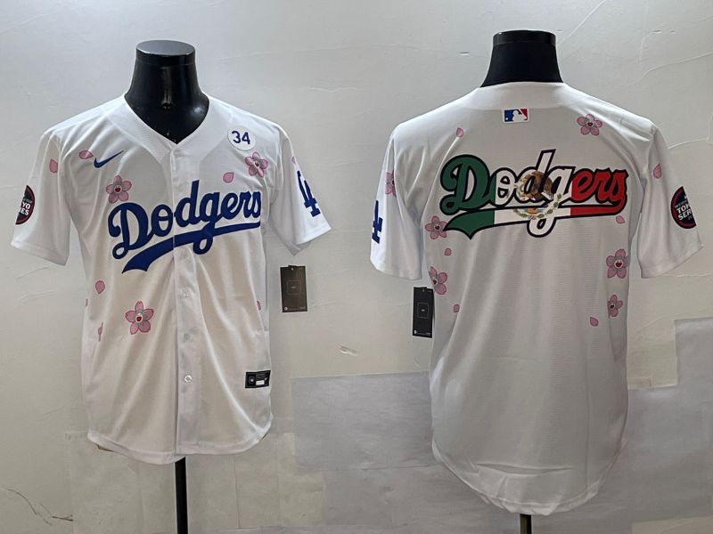 Men Los Angeles Dodgers Blank White Sakura Edition 2025 Nike MLB Jersey style 11